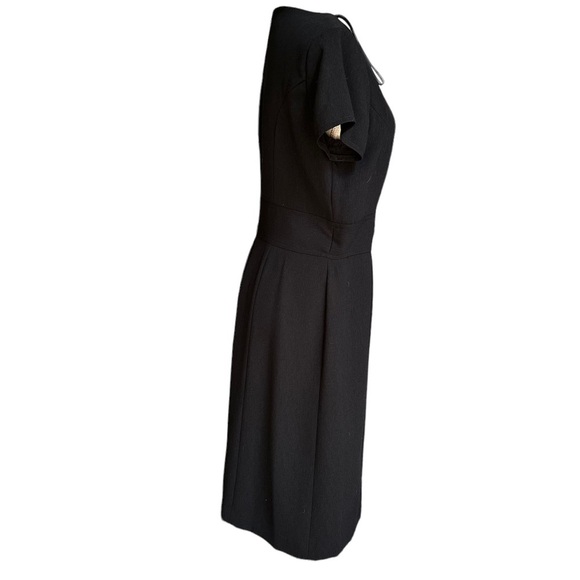David Warren New York Womens Black Short Sleeve Sheath Tie Waist Midi Dress Sz10 - Picture 2 of 11